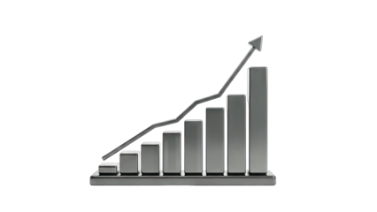 Business Growth Chart Showing Increase on White Background