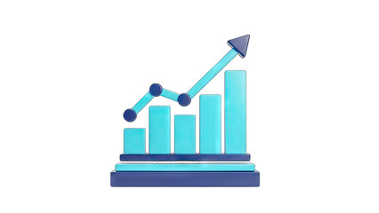 Business Growth Chart Rising Upwards on White Background