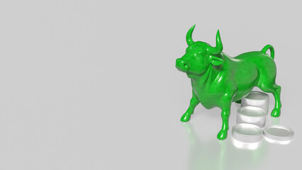 Green Bull Market Growth Symbol 3d render.