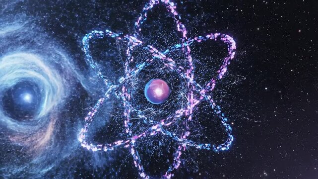 The vibrant and energetic dance of subatomic particles visualized, representing the complex forces within atoms.