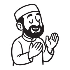 Obraz premium Smiling bearded man in prayer expressing deep faith and devotion