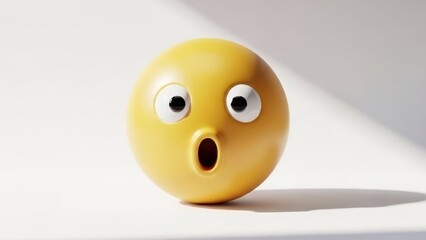 3D rendered surprised emoji with exaggerated expression, lit by sunlight