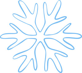 Single blue snowflake vector icon. Hand drawn winter ice crystal isolated on white background.