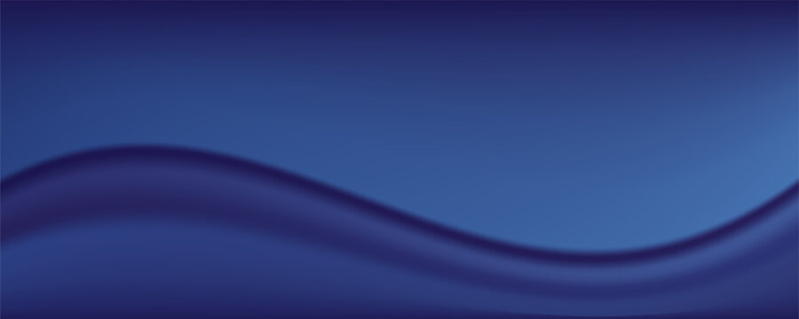 Navy blue silk satin. Silky shiny fabric. Dark luxury background with space for design. Banner. Wide. Long. Panoramic. Template. Empty. Flat lay, top view table.vector Eps10