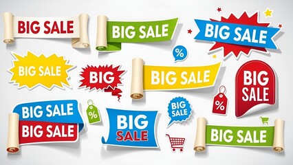 Diverse big sale promotion banners for retail marketing and discount announcements