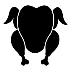 Whole Chicken Silhouette Illustration with Wings and Legs — Simple Black Poultry Icon for Farm, Food Labels, Logos, and Packaging