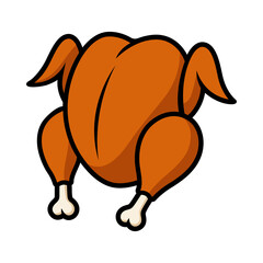 Cartoon Roasted Chicken Illustration with Drumsticks — Simple Food Icon Graphic for Restaurant Menus, Cooking Designs, and Packaging