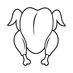 Whole Raw Chicken Outline Illustration for Food Packaging, Butcher Labels, Restaurant Menus, Cooking Icons and Culinary Graphics