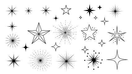 Elegant stars twinkle and shine in an array of designs against a crisp white background