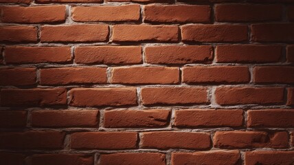 Textured red brick wall in warm lighting. AI image