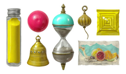 Obraz premium Soft Semi-Realistic Toy Figurines Inspired by Desert Nomad Themes with Isolated Style