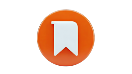 Bookmark Icon on Orange Circle: Digital Concept