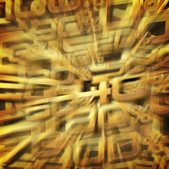 blur speed and laser on word 0%-100% large, small, gold letters stacked on top of each other as a gold and brown background, decor, fashion, banner, template