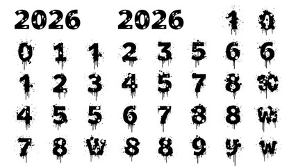 Obraz premium Grunge Style Year and Number Calendar 2026 in Black and White Artistic Design