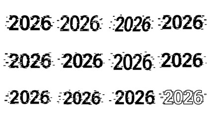 Glitch Effect on Year 2026 Text with Digital Distortion for Creative Design