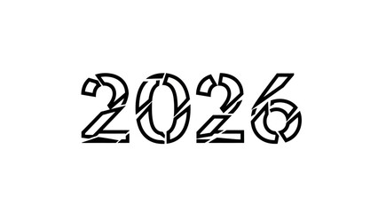 Fototapeta premium Modern Artistic Representation of the Year 2026 with Dynamic Black and White Design
