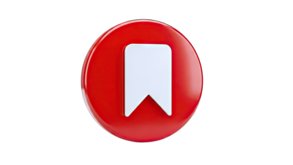 Bookmark Icon on Red Circle Isolated on White Background