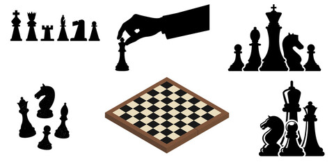A drawing chess in black white isolated with transparent background 