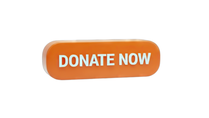 Donate Now Button: Orange 3D Icon on White Background
