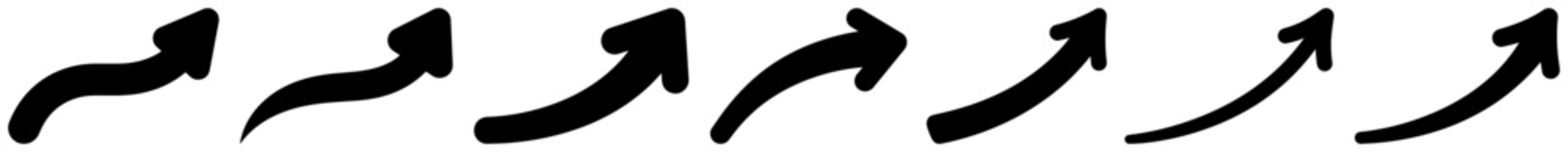 Set of curved rising arrows indicating growth
