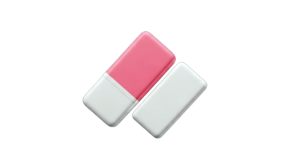 Erasers on White Background: Education and Stationery Concept