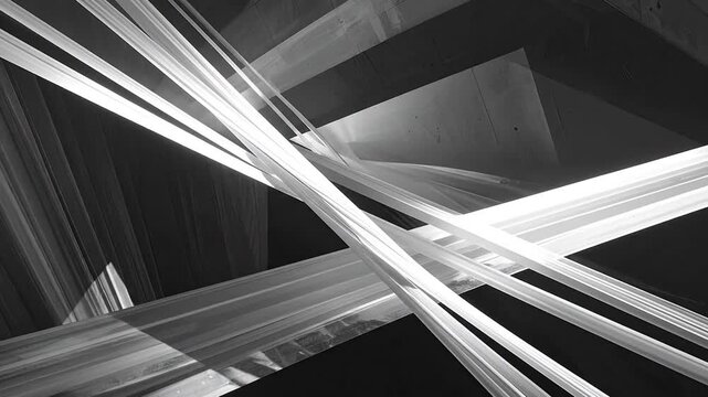Abstract Composition of Lines and Shadows in a Black and White Geometric Structure