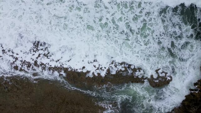 4K Aerial View of Ngliyep Beach on the Southern Java Coast, Malang, East Java
