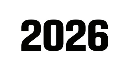 Bold black 2026 typography against clean white background