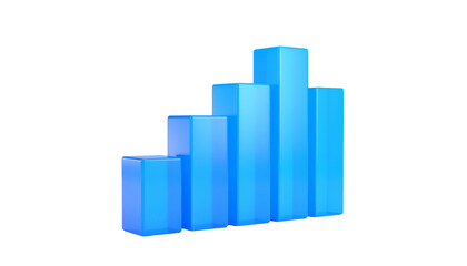 A 3D rendered, blue bar graph rising to indicate increasing information or data