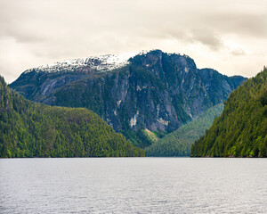 mountain lake and mountains