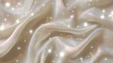 Sparkling satin waves with soft glow. AI image