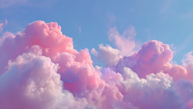 Soft Pink and White Clouds Against a Blue Sky pink clouds - Powered by Adobe