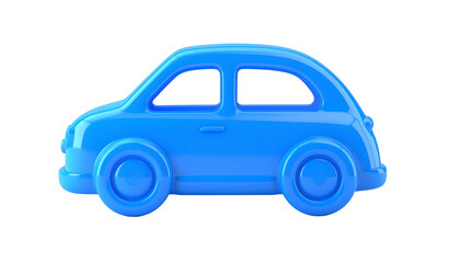 3D-rendered, cartoonish blue car, isolated against a solid black backdrop