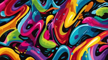 Obraz premium Vivid urban graffiti explosion of colors. AI image
