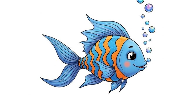 Animated collection of cheerful colorful clownfish swimming across the ocean floor