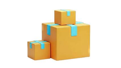 Cardboard Boxes Stacked on White Background