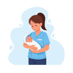 Nurse Holding Newborn Baby Gently