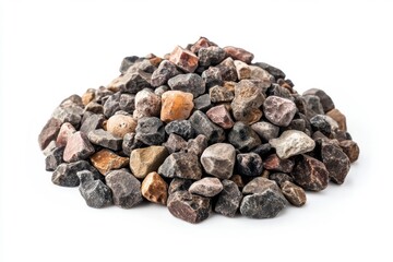 Obraz premium Pile of rocks and soil on white background. AI image