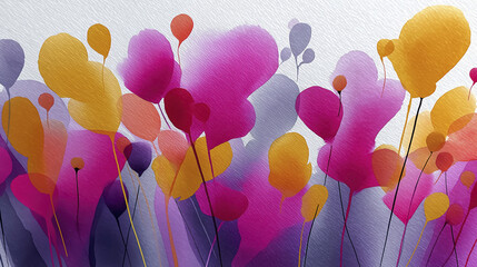 Colorful Abstract Blooms in a Textured Field, Artistic Illustration