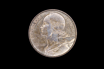 alte franz&ouml;sische zwanzig Centimes-M&uuml;nze