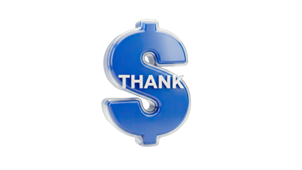 Dollar Sign with Thank You Text on White Background