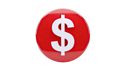 Obraz premium Dollar Sign on Red Circle Isolated on White Background