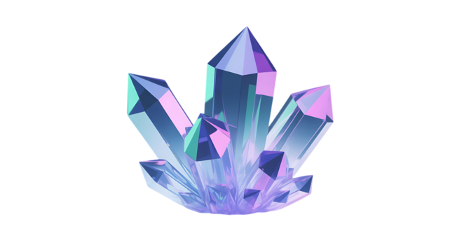 Abstract crystal 3D shapes glowing, Isolated on white and transparent background - Powered by Adobe