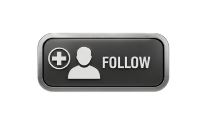 Follow Button with Add User Icon on White Background
