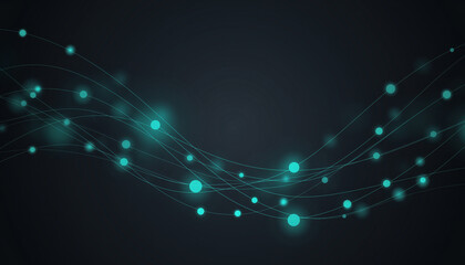 Naklejka premium Abstract Digital Network Background with Glowing Particles and Flowing Lines 