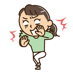 驚いて構える女性