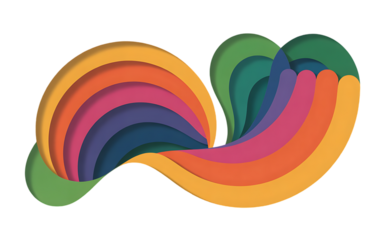 Abstract geometric layered paper cut, Isolated on white and transparent background