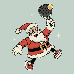 Santa Claus Playing Padel Sport