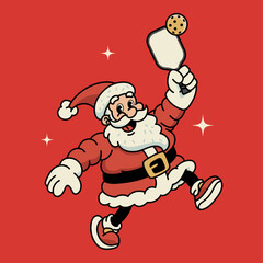 Santa Claus Playing Pickleball Sport