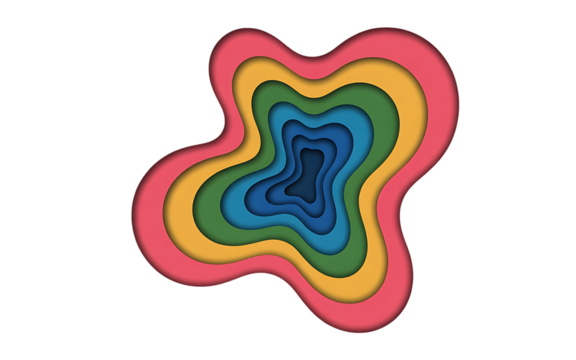 Abstract geometric layered paper cut, Isolated on white and transparent background - Powered by Adobe